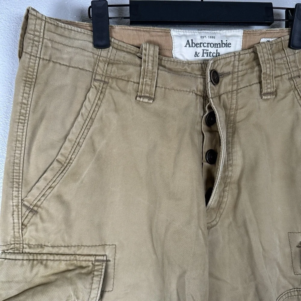 Abercrombie & Fitch Shorts Mens Size 31 Cargo Beige Khaki Cotton Pockets Preppy